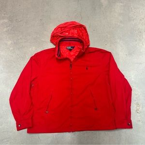 Vintage polo Ralph Lauren red Track Jacket size XXL with packable hood